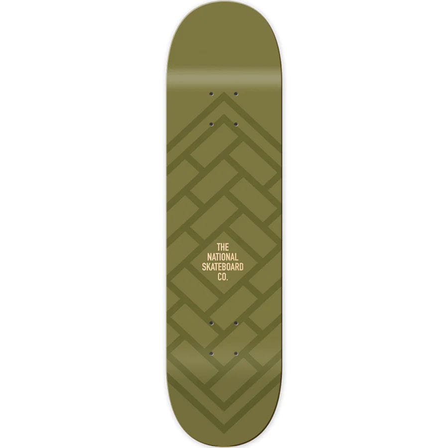 Skateboard Deck With Strong Traction-The National Skateboard Co. Logo Gloss & Matte Olive Skateboard Deck 8.25"