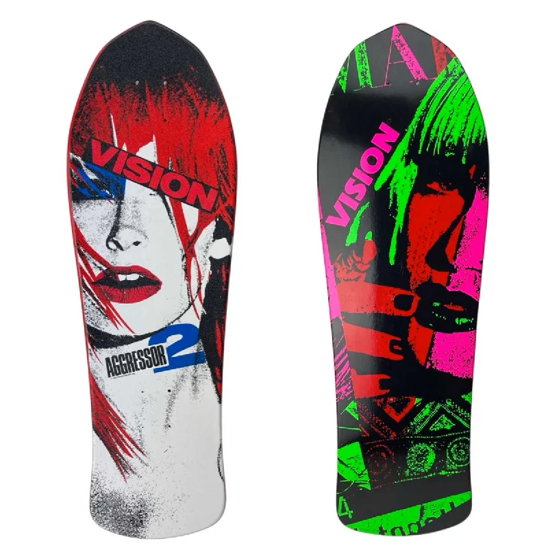 Comfortable Skateboard Deck For Long Rides-Vision "Double Take" Aggressor Double Pleasure Deck - 10.25"X 30.5"