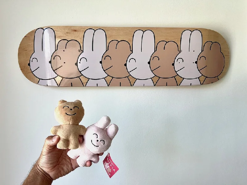 Custom Skateboard Deck For Personalized Style-WAKARU "Rabbits and Bears" - Deck'On - 1 skateboard + 2 plushies