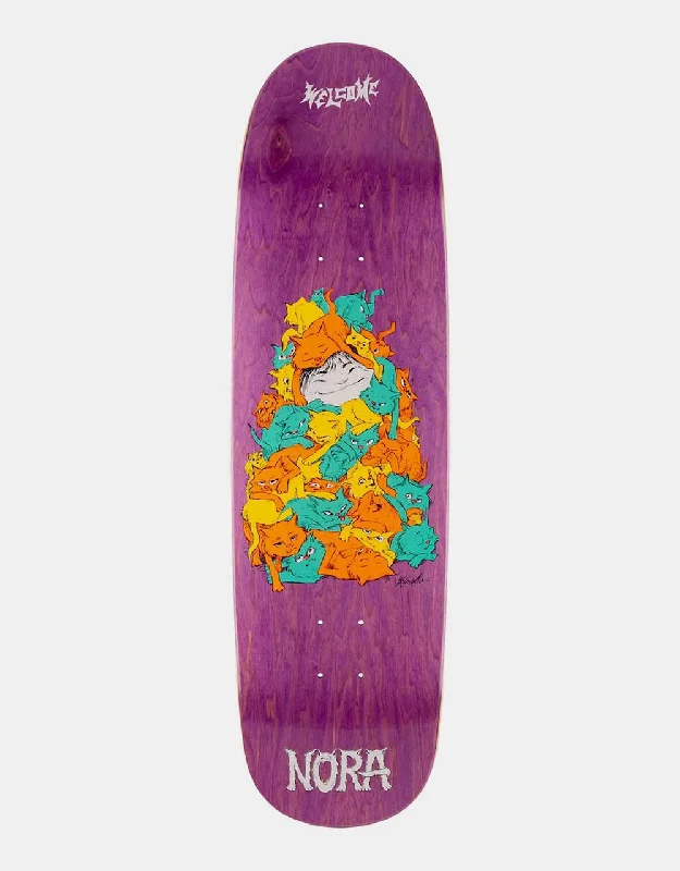 Wide Skateboard Deck For Skating Comfort-Welcome Nora Purr Pile on Sphynx Skateboard Deck - 8.8"