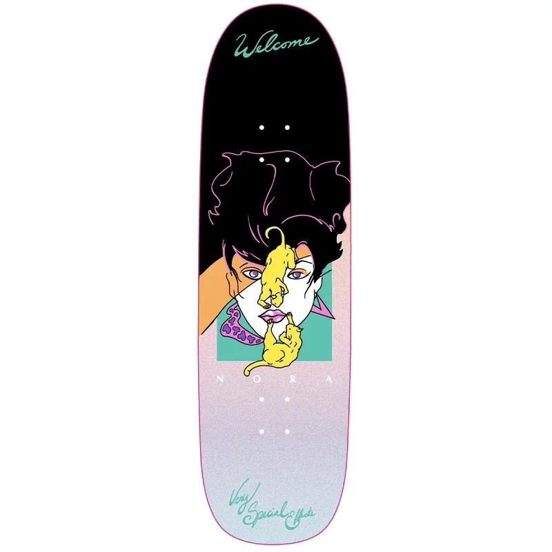 Skateboard Deck For Long Distance-Welcome Nora Special Effects on Sphynx Black/Glitter Foil (8.8)